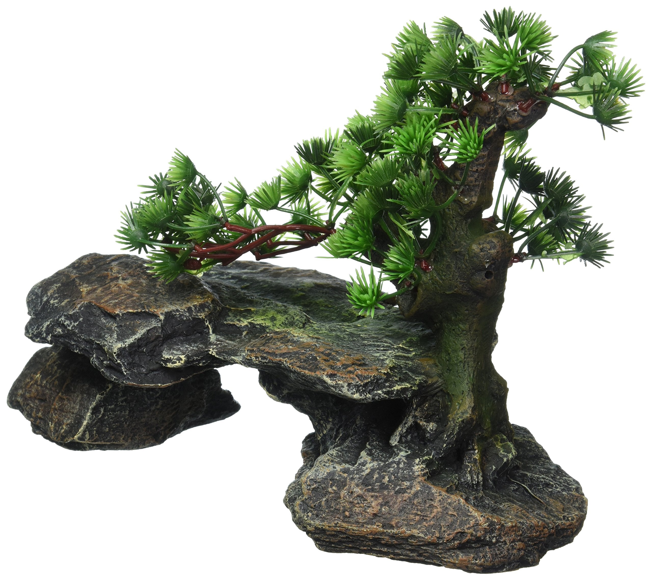 PENN-PLAX Deco-Replicas Bonsai sobre rocas: ideal para acuarismo y terrarios, seguro y duradero.