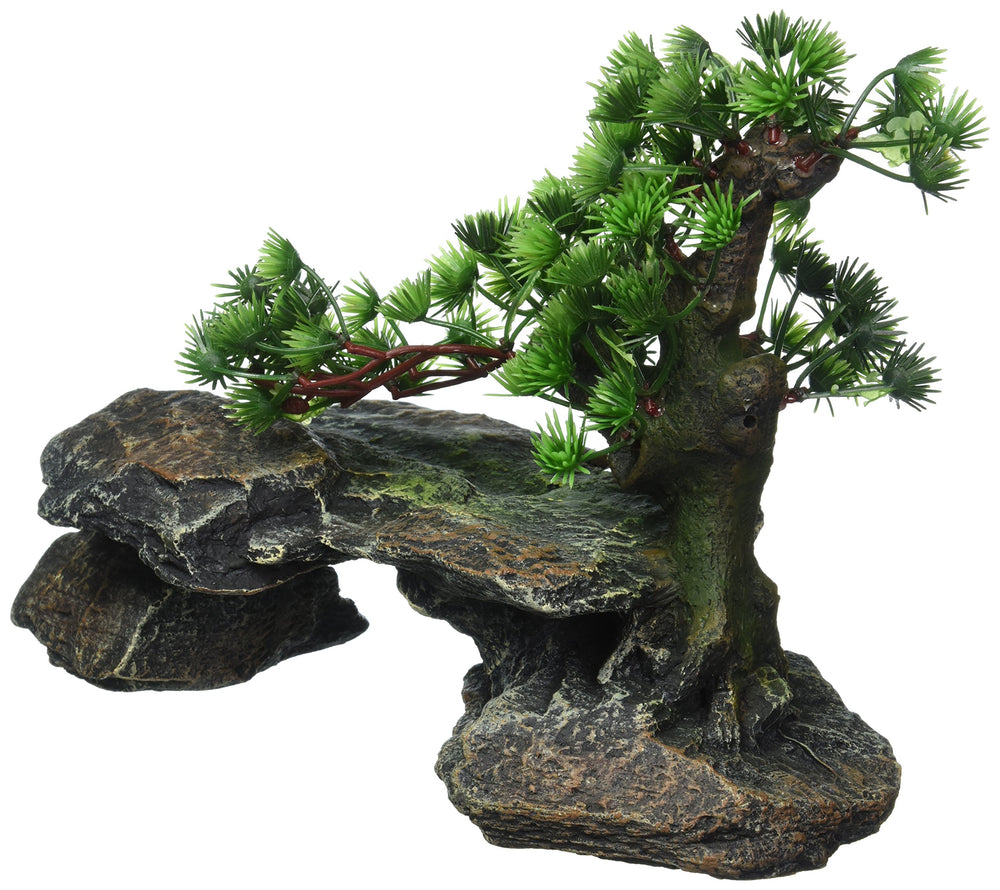 PENN-PLAX Deco-Replicas Bonsai sobre rocas: ideal para acuarismo y terrarios, seguro y duradero.
