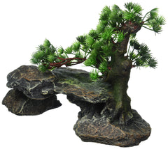 PENN-PLAX Deco-Replicas Bonsai sobre rocas: ideal para acuarismo y terrarios, seguro y duradero.