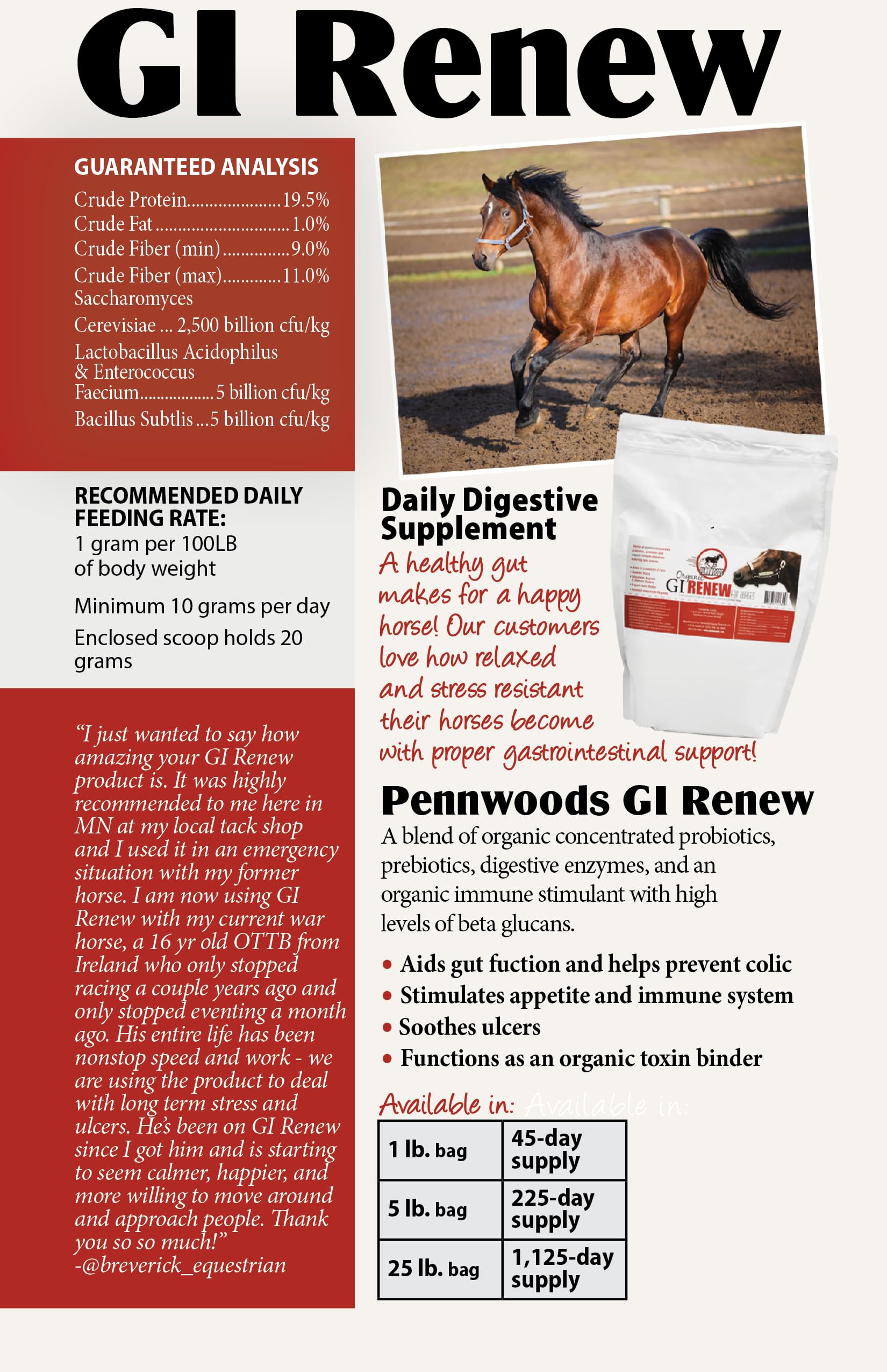Cuchara medidora de Pennwoods GI Renew facilita la dosis diaria.