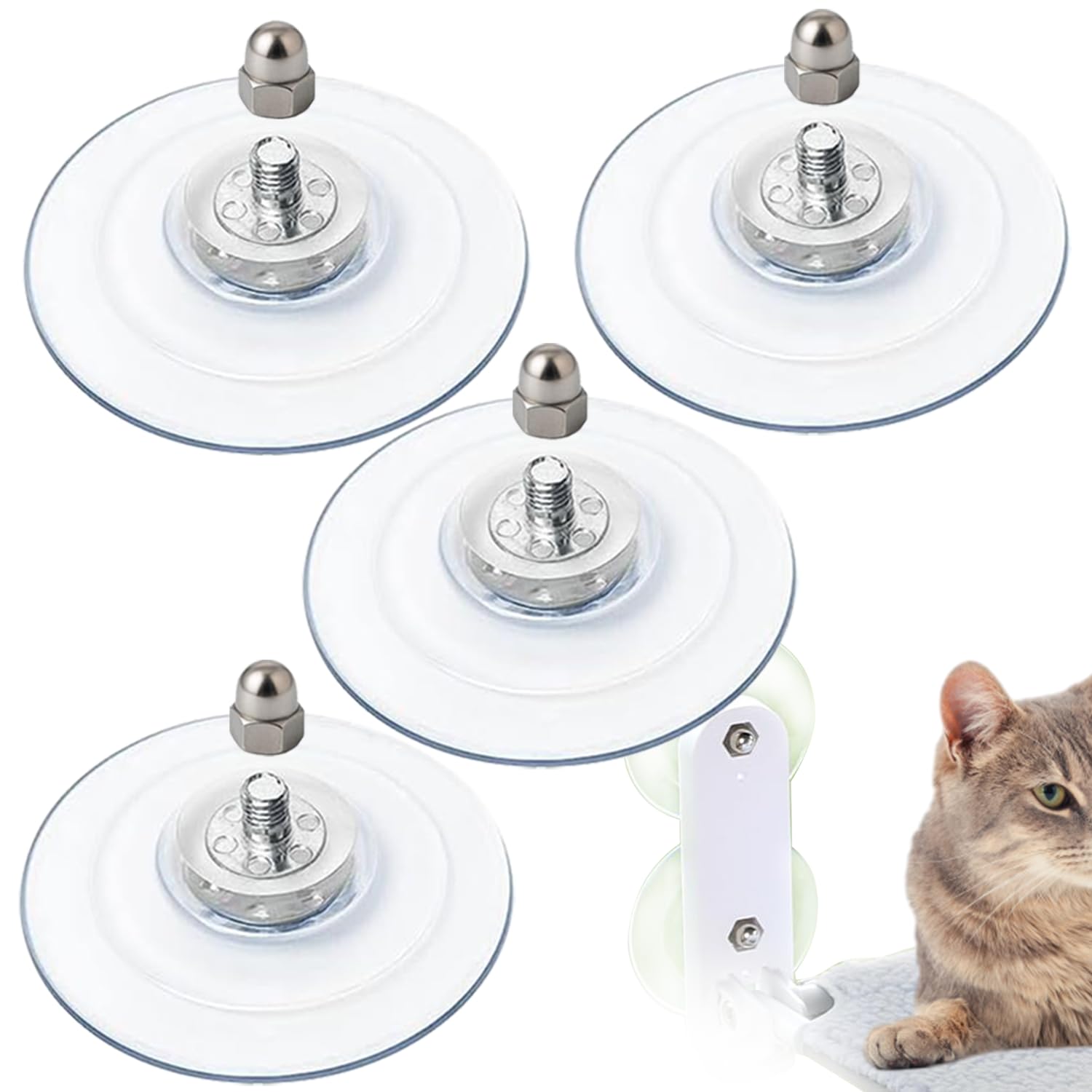 Percha de ventana para gatos Generic con ventosa grande, fijación estable para ventanas lisas.