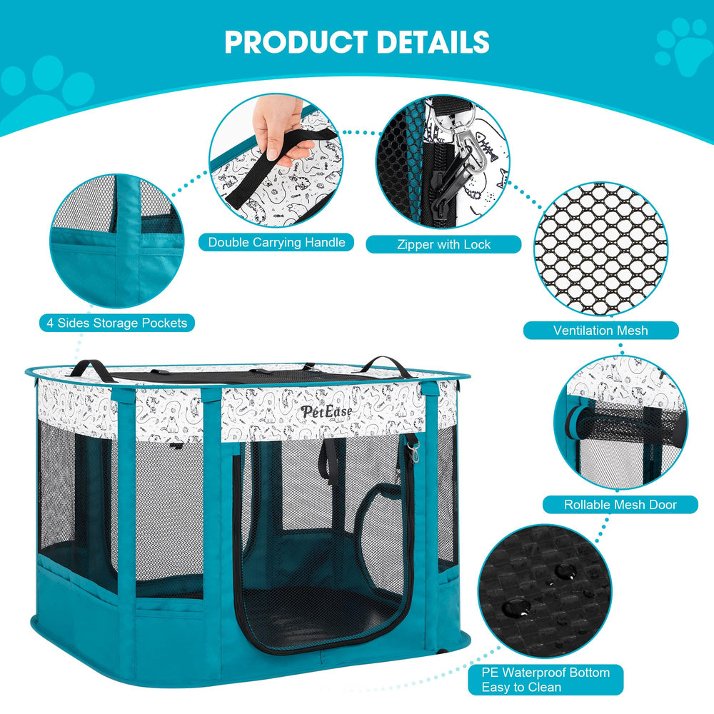 PETEASE mosquitera y puertas enrollables para acceso rápido al interior.