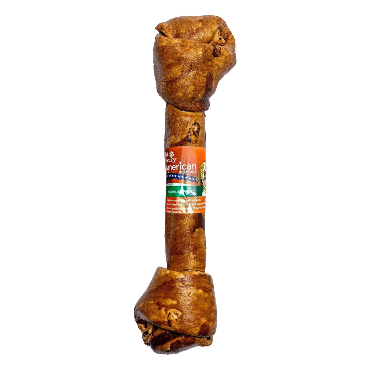 Hueso nudo Pet Factory de res 12 pulgadas, para masticar prolongadamente, sabor mantequilla de cacahuete.
