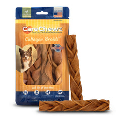 CareChewz de Pet Factory: trenza de colágeno sabor pollo, masticable y ayuda dental.