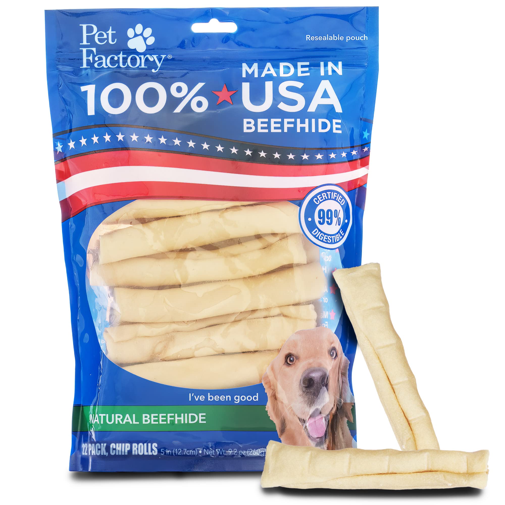 Pet Factory chip roll natural de cuero de res para masticación prolongada