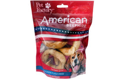 Pet Factory rosquillas de cuero crudo de res sabor pollo para masticar y entretener
