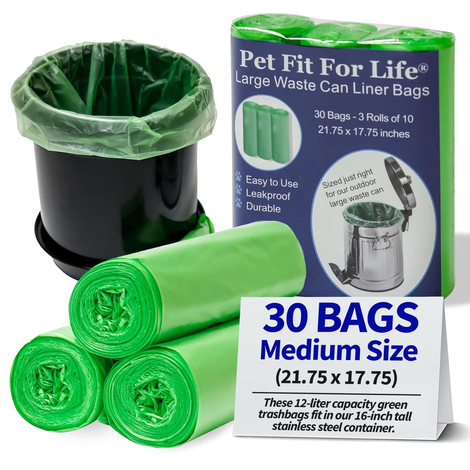 Pet Fit For Life: rollo de bolsas medianas 12 L listo para el contenedor, gestión simple.