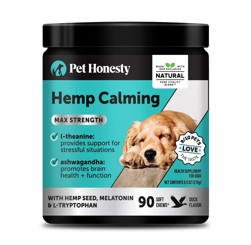 Pet Honesty masticables calmantes con sabor pato en botella para uso diario y relajación