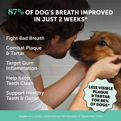 Respiro más fresco en perros tras usar Pet Honesty Dental Powder.
