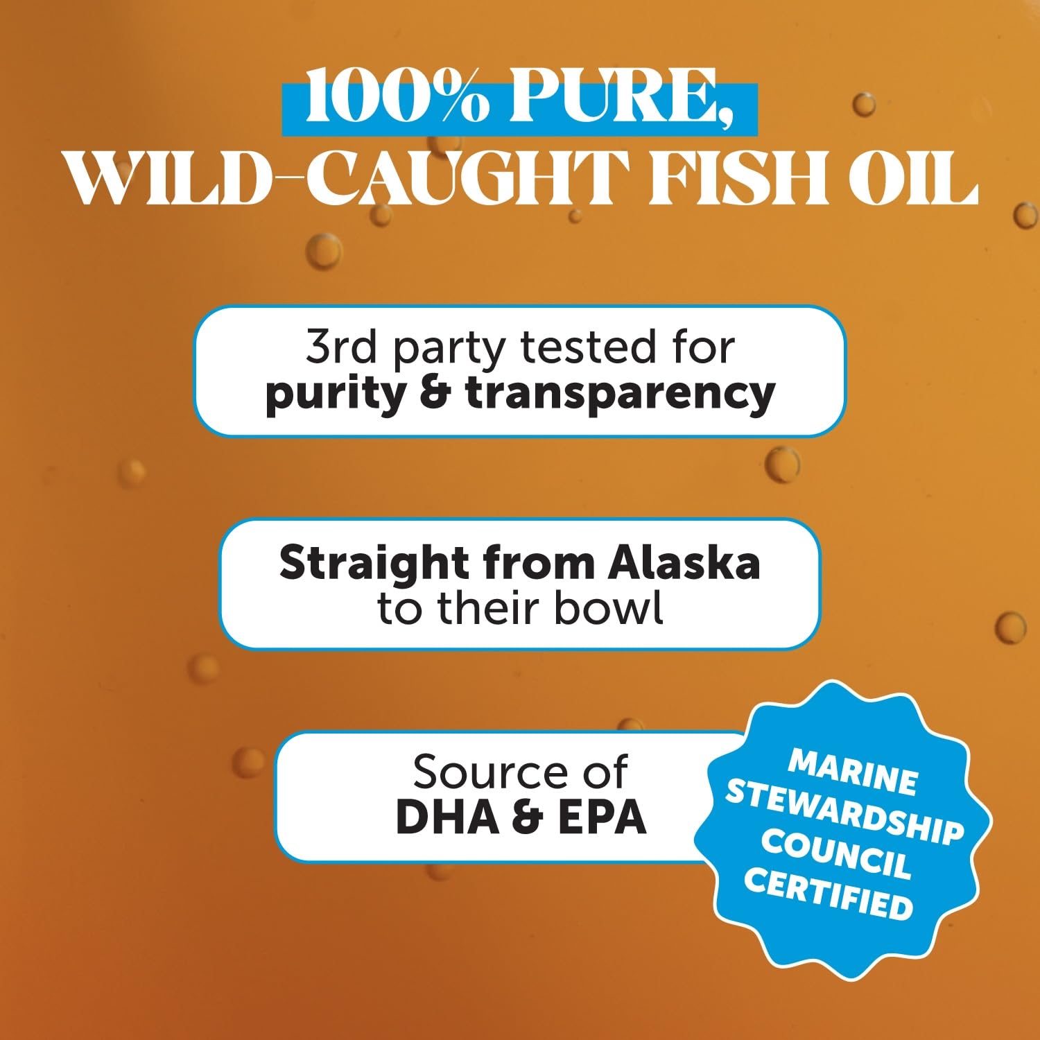 Etiqueta Pet Honesty, aceite de pescado salvaje, EPA y DHA para salud general