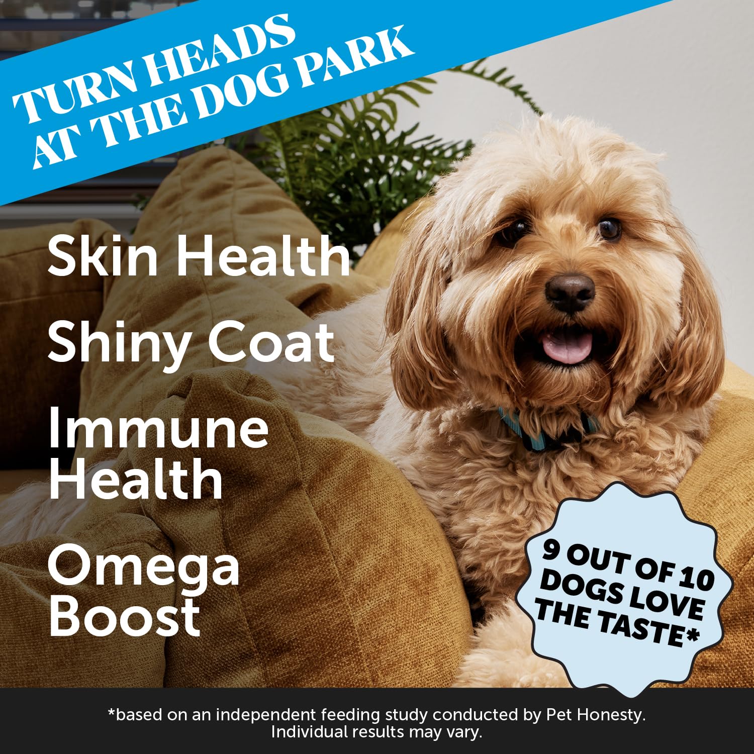 Pet Honesty etiqueta del producto con información de omega-3 para perros