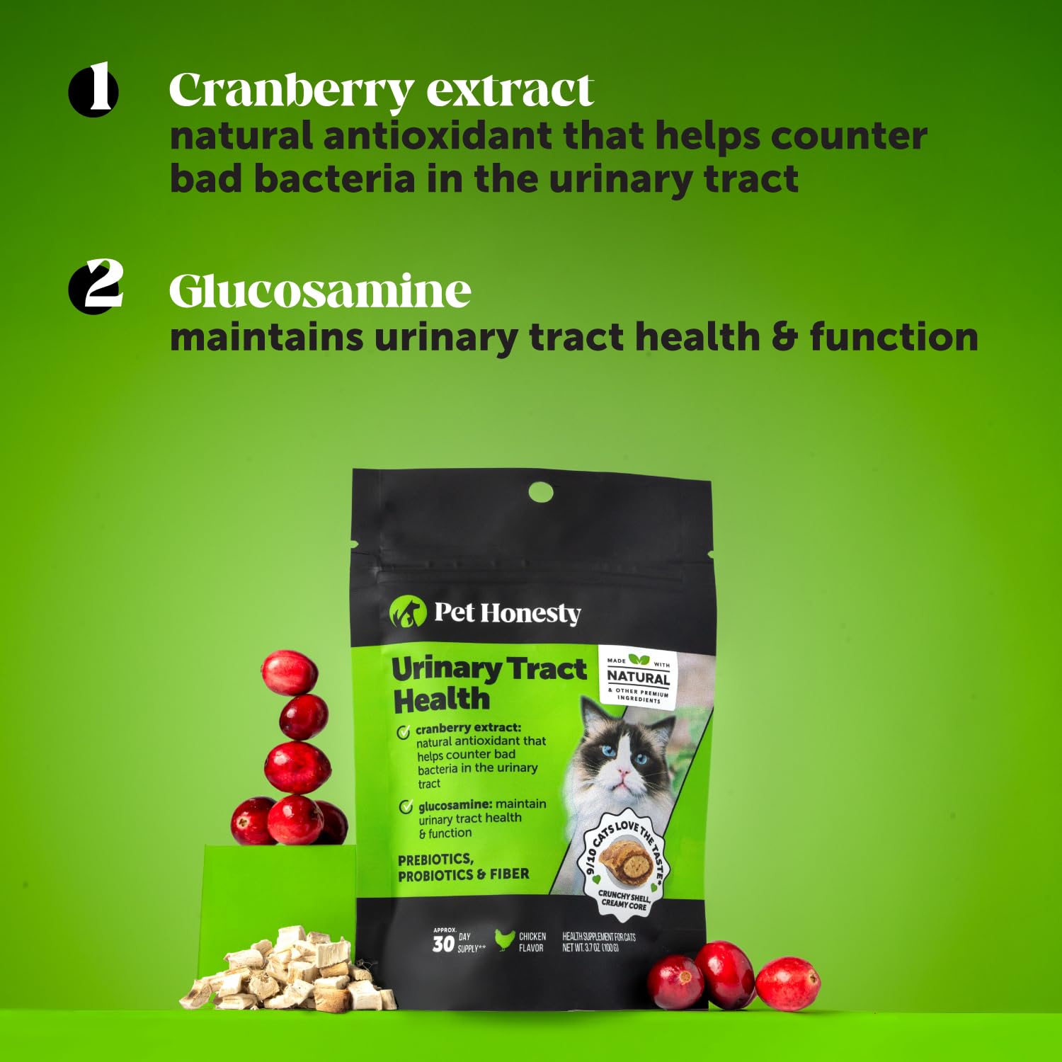 Pet Honesty mejora función de la vejiga del gato con ingredientes naturales