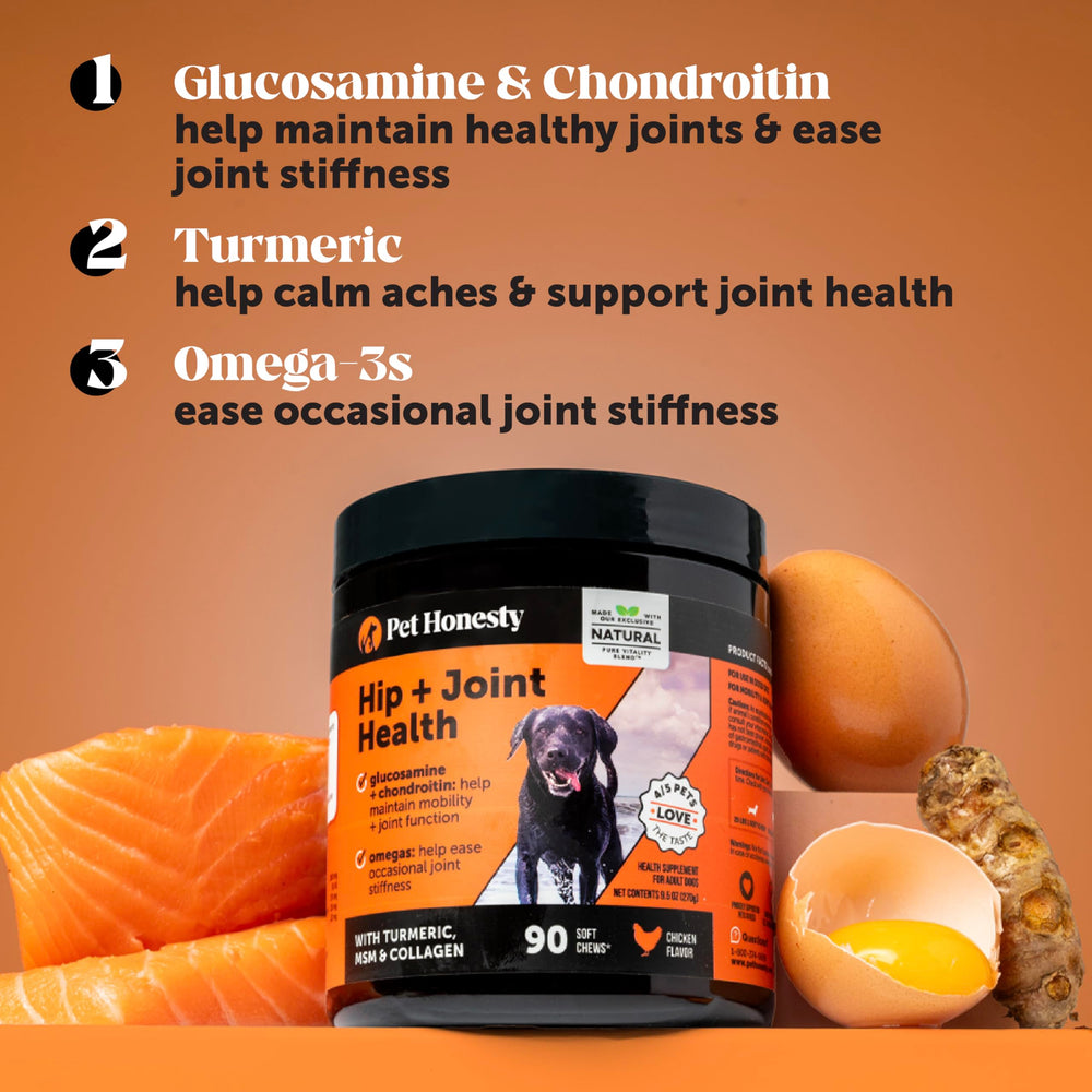 Pet Honesty Aceites de omega-3 para salud articular durante el juego.