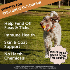 Pet Honesty Outdoor Defense sabor bacon natural, refuerzo diario sin químicos