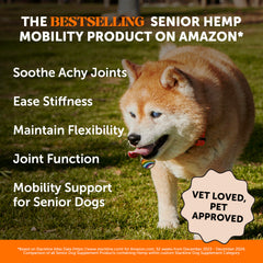 Pet Honesty Senior Hemp masticables: snack sabroso que favorece articulaciones y tolerancia digestiva.