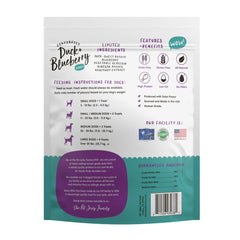 Pet Jerky Factory duck and blueberry jerky close-up showing soft-tender texture