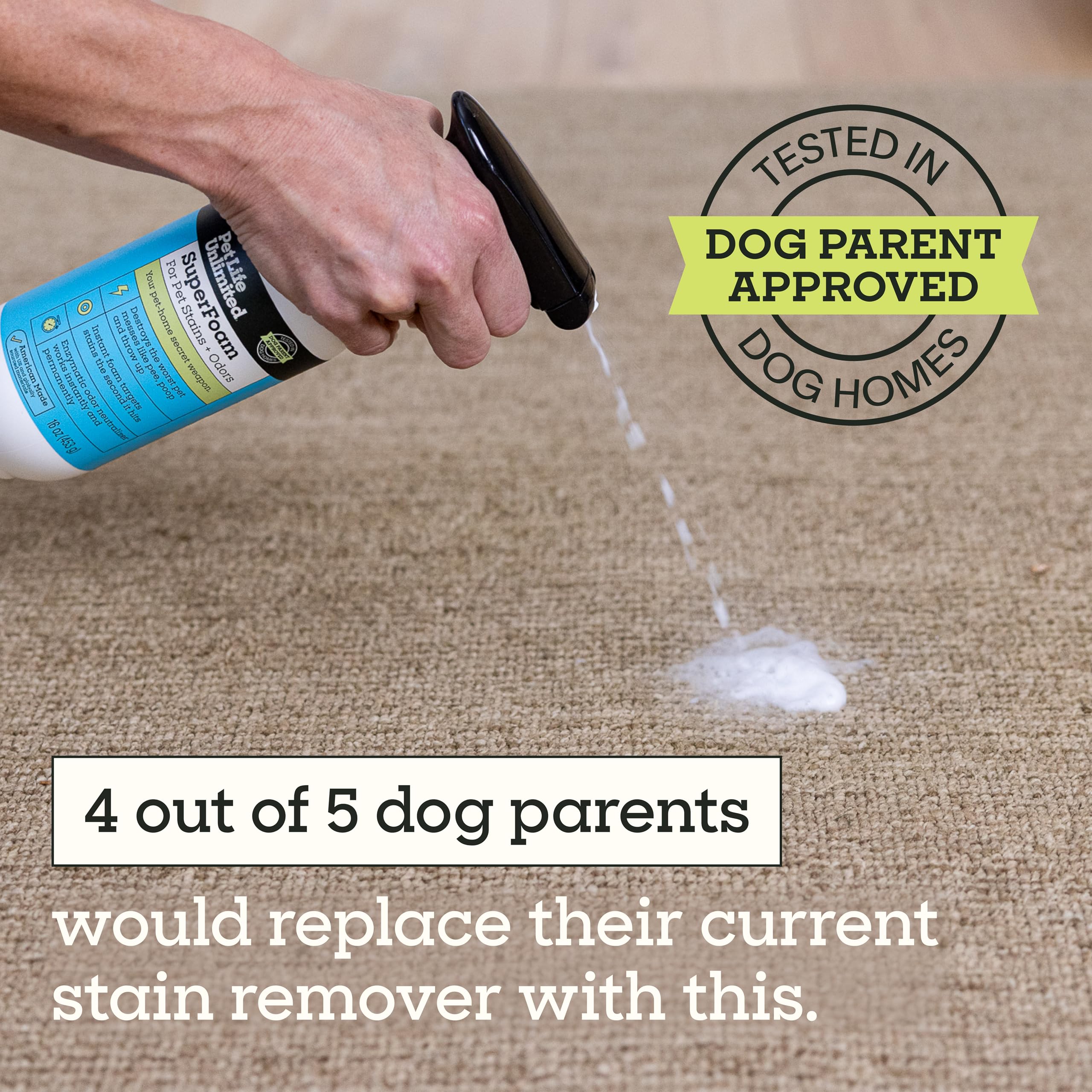 Pet Life Unlimited SuperFoam Spray, fragancia de enebro para casa.