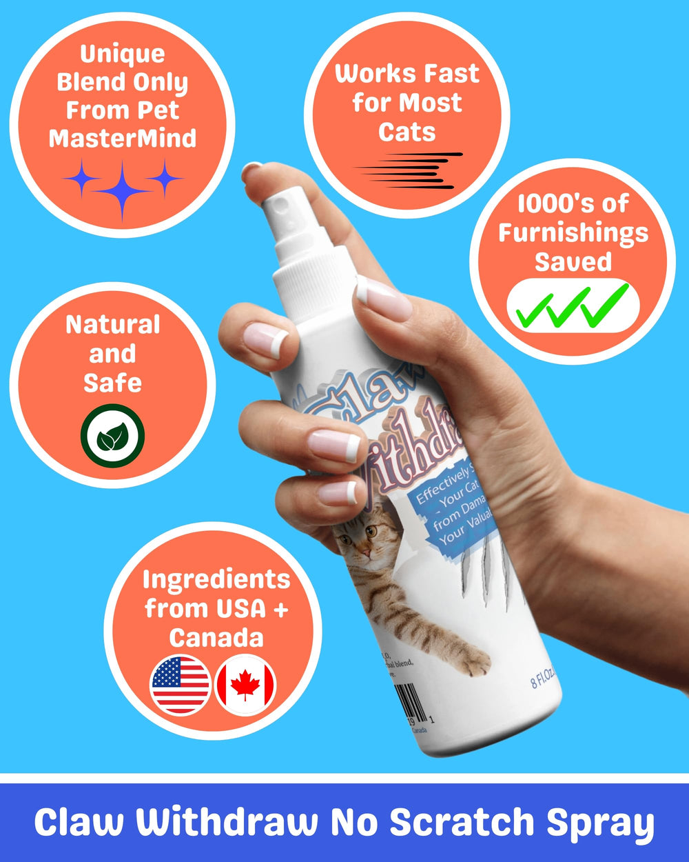 Pet MasterMind Claw Withdraw: aplicación de spray en sofá para entrenar gatos