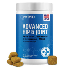 Pet MD Glucosamina para perros: articulaciones en movimiento gracias a su fórmula.