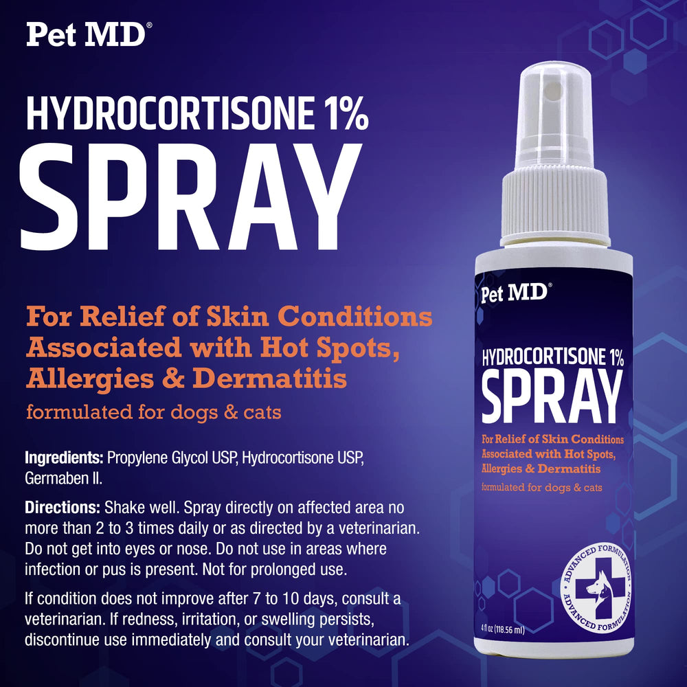 Pet MD hydrocortisone spray for horses helping hotspot comfort.