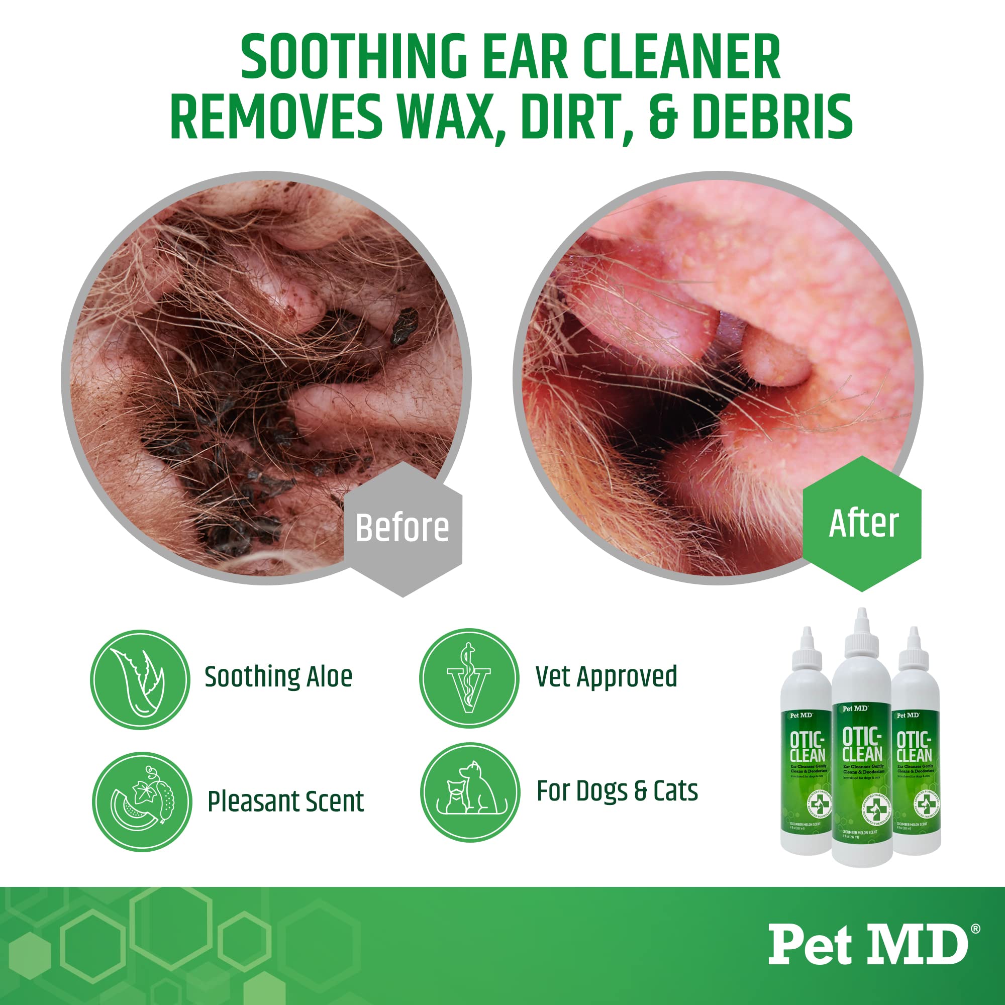 Pet MD Otic Clean gotas para orejas, aplicación cómoda