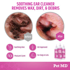 Pet MD Otic-Clean aplicación de gotas para oídos de forma suave
