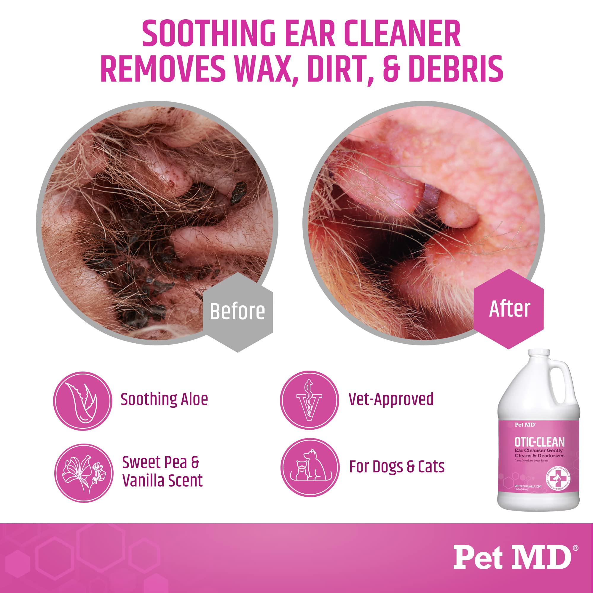 Pet MD Otic-Clean: aplicador suave para orejas, limpieza segura.