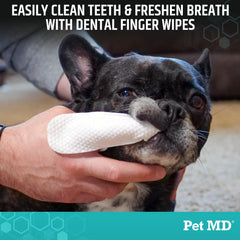 Pet MD superficie texturizada para limpieza dental suave en perros.