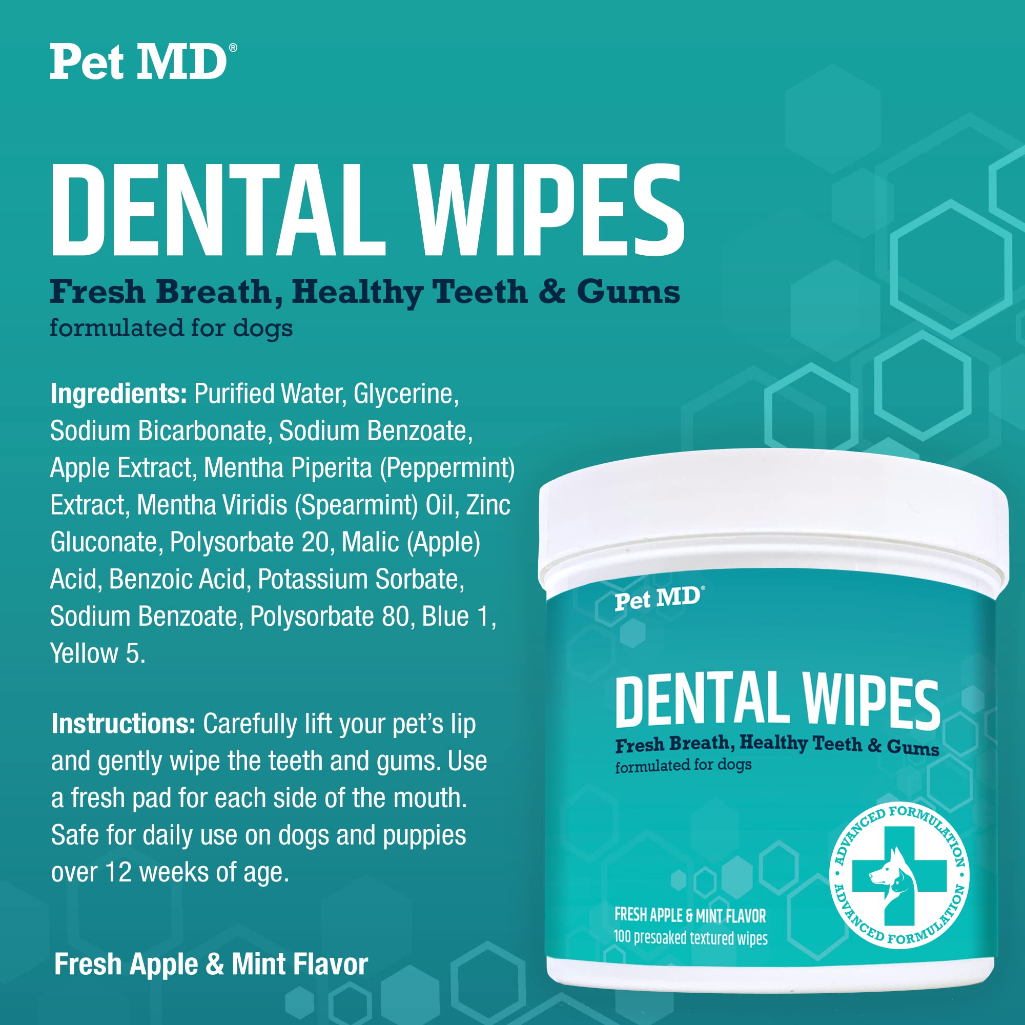 Toallitas dentales Pet MD, producción en EE.UU.