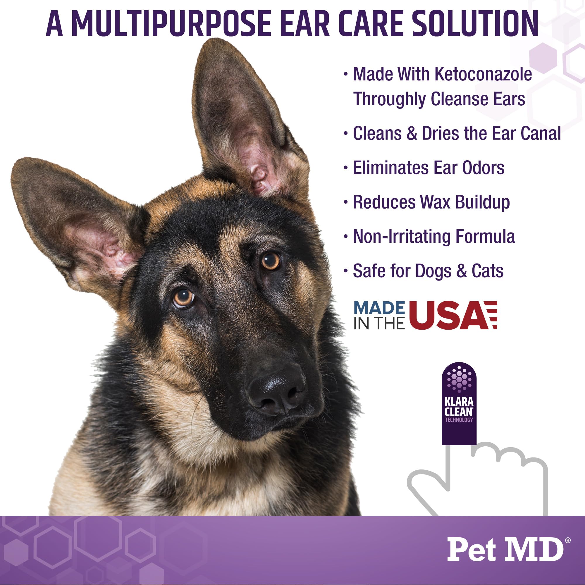 Pet MD Tris Ear Wipes, fórmula suave que elimina impurezas.