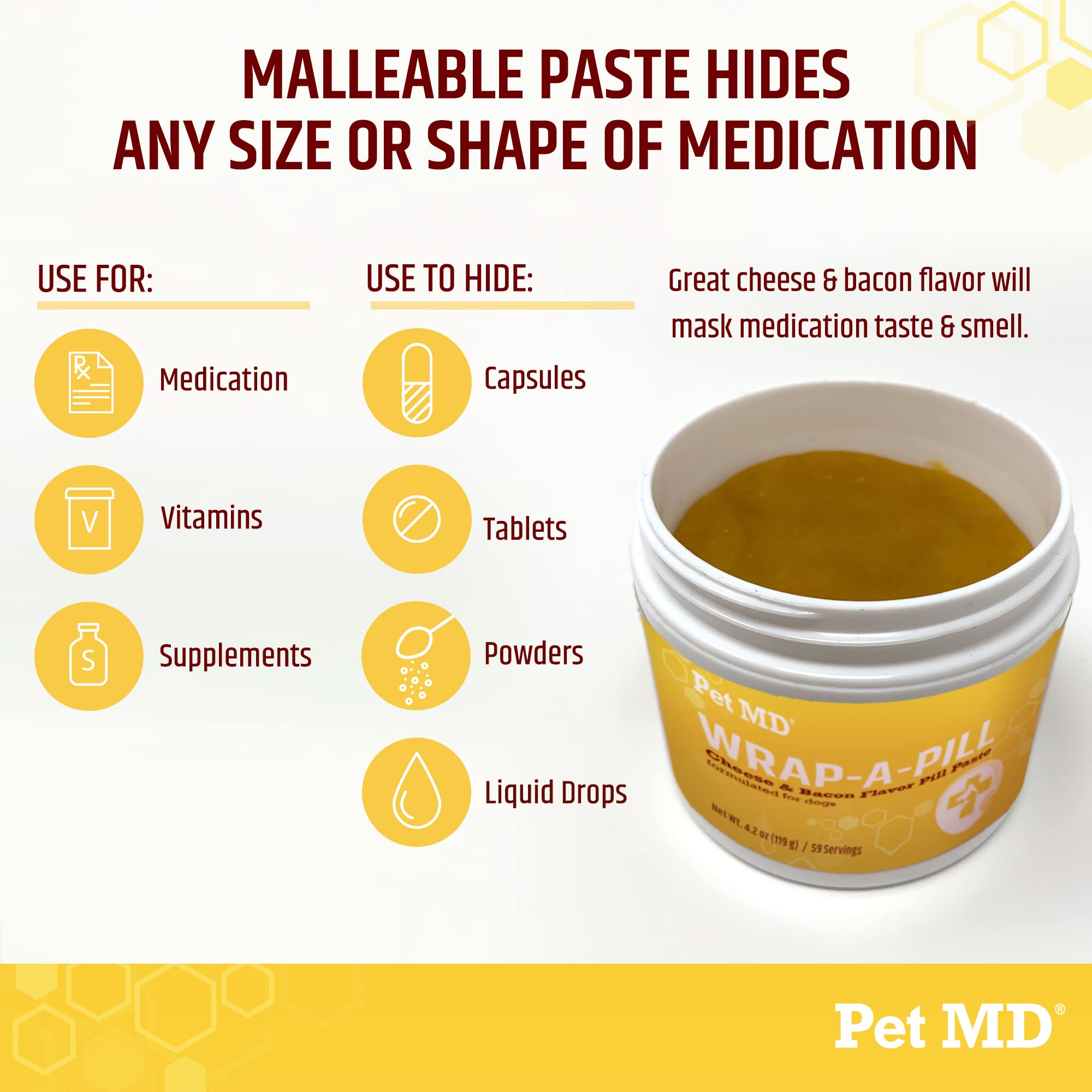 Pet MD Wrap A Pill sabor queso y bacon agradable para perros