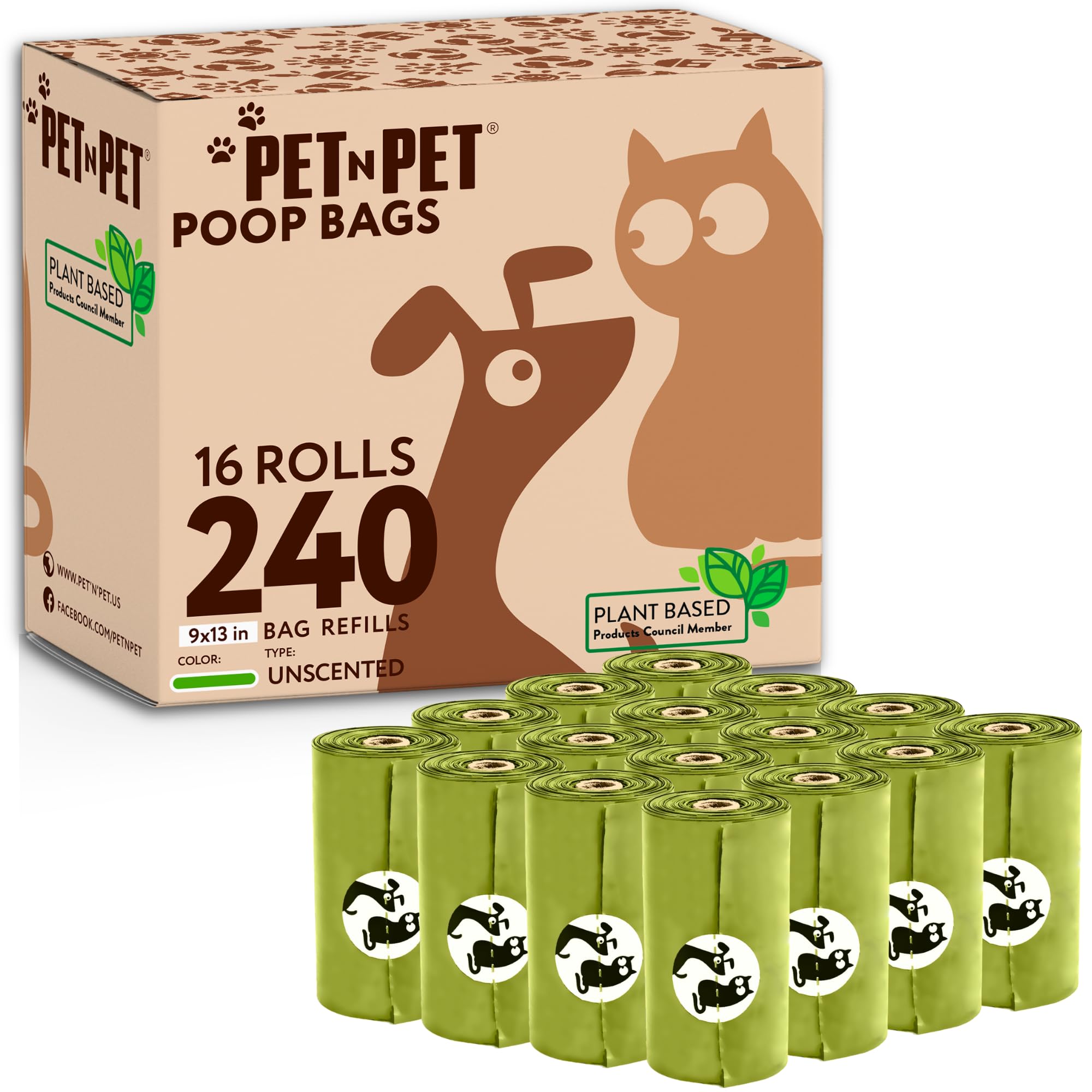 PET N PET bolsas en rollo 240 para paseos y uso inmediato