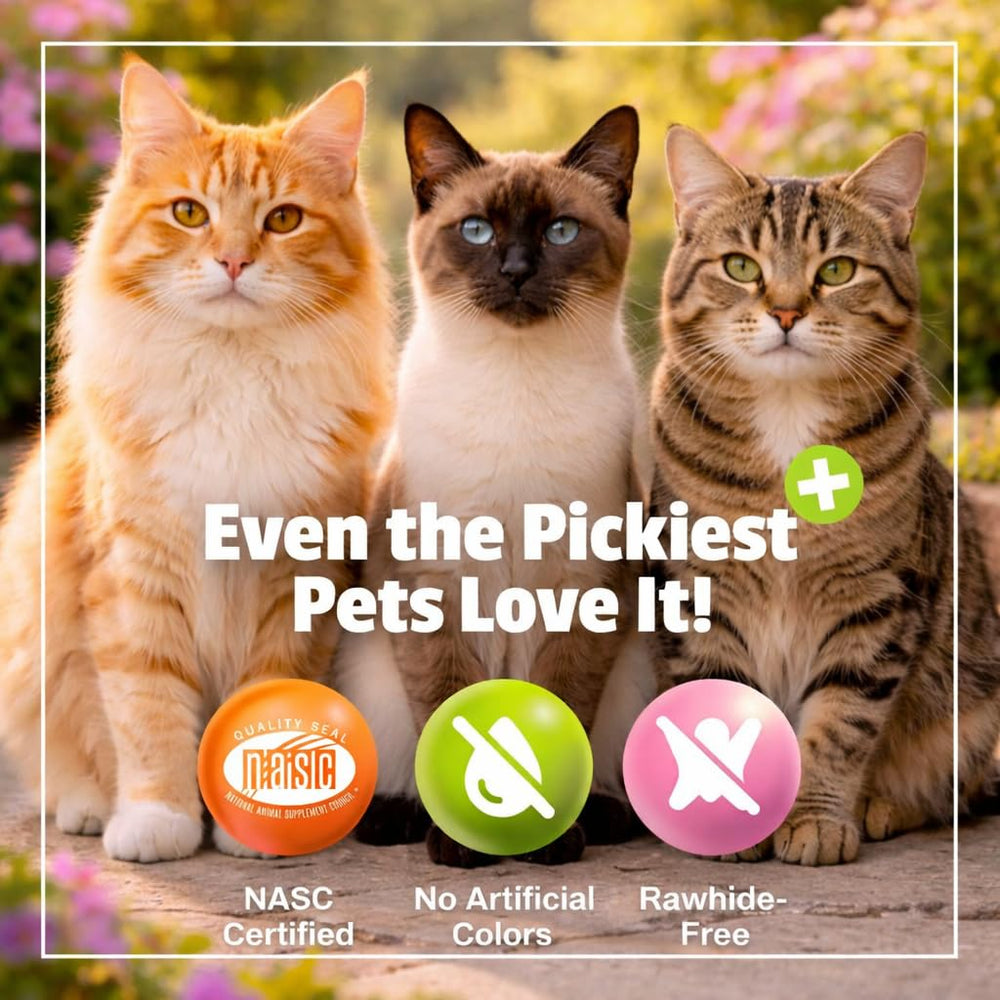Pet Naturals Calming Chews gato-composicion-limpia: fórmula sin colorantes ni conservantes.