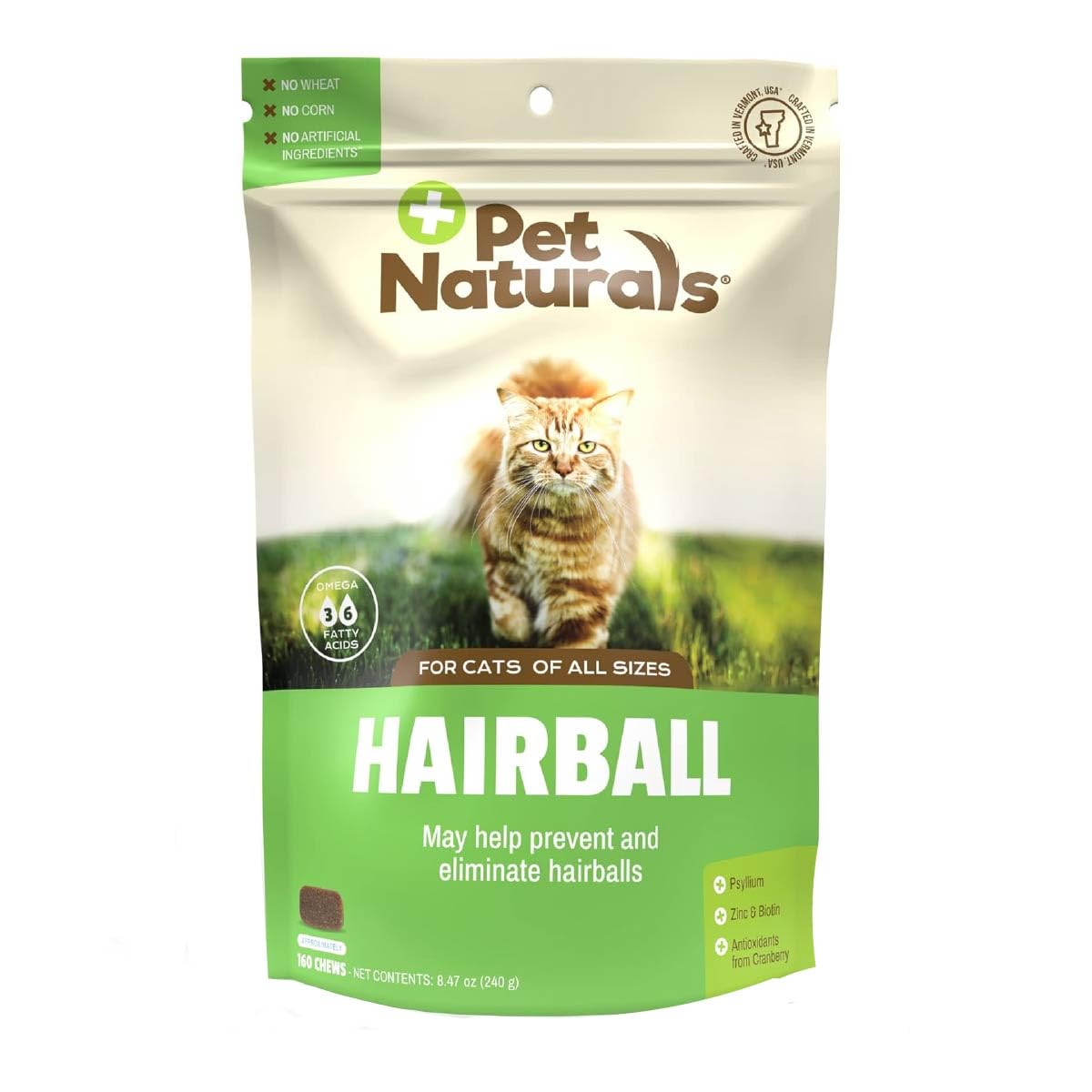 Pet Naturals Hairball Relief: producto fabricado en EE.UU. con ingredientes de calidad.
