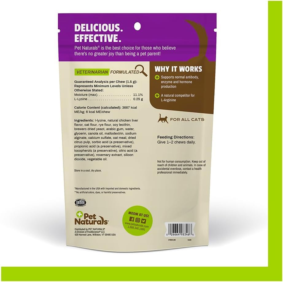 Etiqueta sin trigo ni maíz en Lysine para gatos.