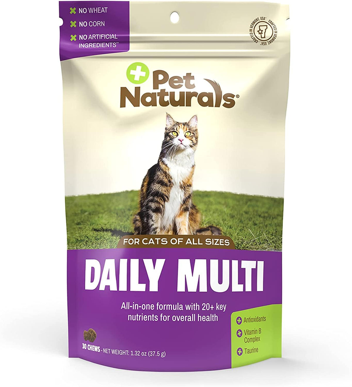 Pet Naturals multivitamínico diario para gatos, bocaditos sabor pescado, apoyo nutricional diario.