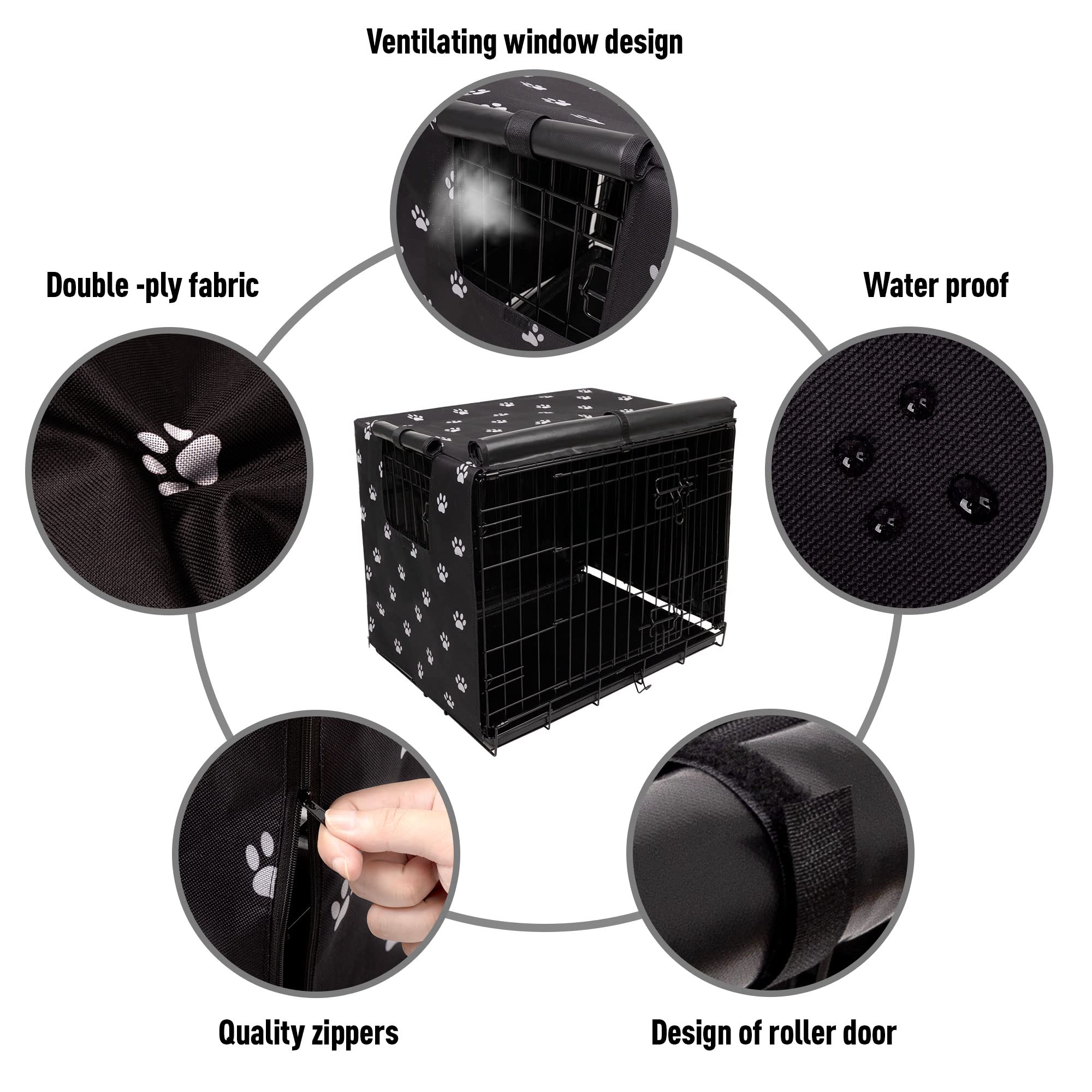Pet Prime funda jaula perro con cuatro puertas para acceso cómodo.