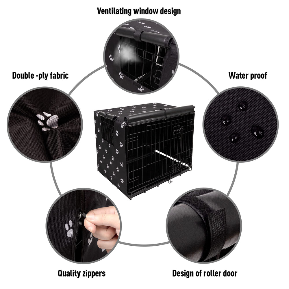 Pet Prime funda jaula perro con cuatro puertas para acceso cómodo.