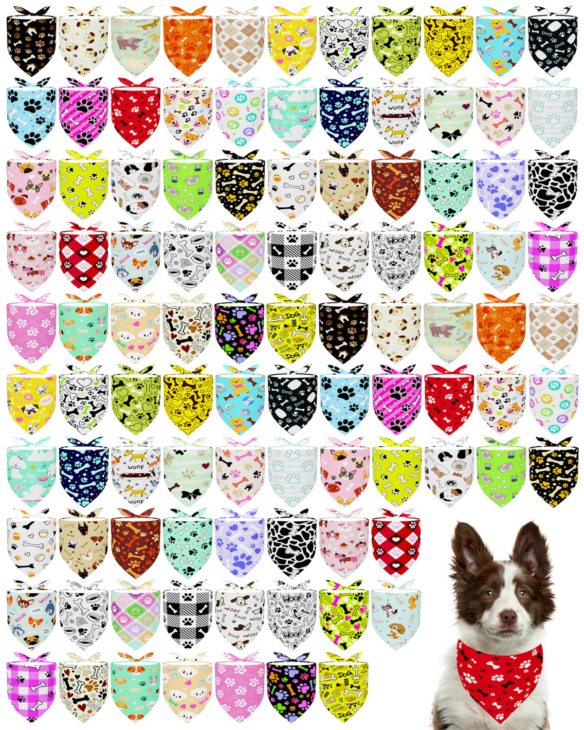 PET SHOW bandana con huellas sin costuras para paseos diarios y estilo.
