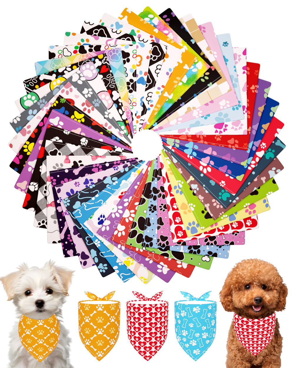 PET SHOW bandana con huellas para perros pequeños, ideal para paseos.