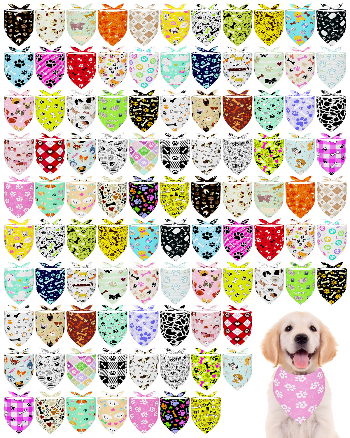 Bandana PET SHOW con huellas sin costura para perros, cómodo y ligero.