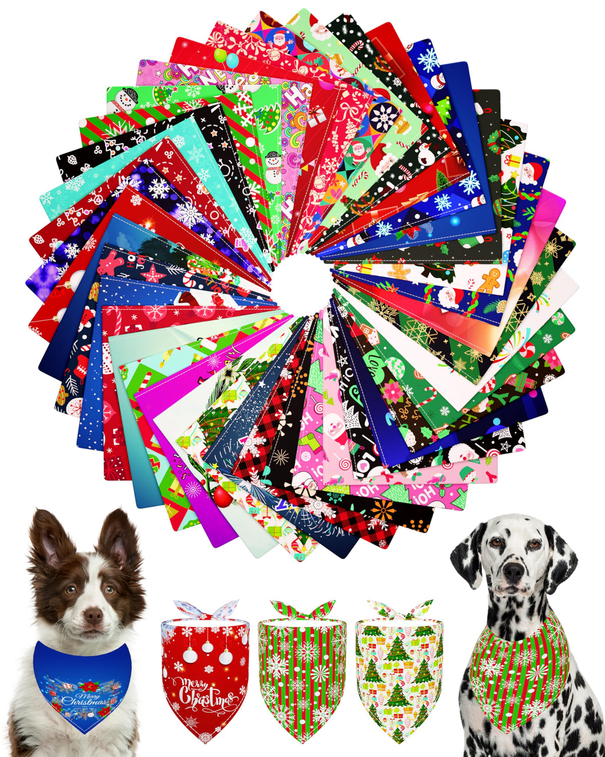 PET SHOW bandanas navidad para perros grandes, conjunto de 50 piezas listas para regalar