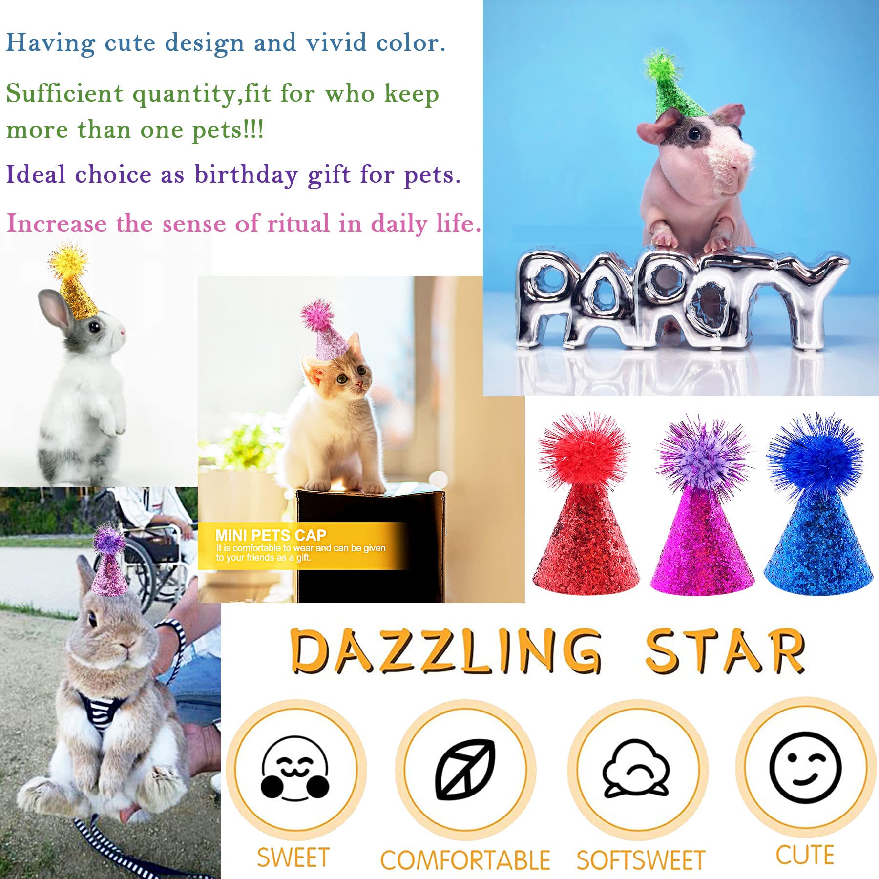 PET SHOW sombrero mini para mascotas dorado, destellos brillantes en eventos