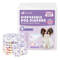 Pet Soft pañales para perros femeninos, paquete con patrones variados para mayor confort diario.