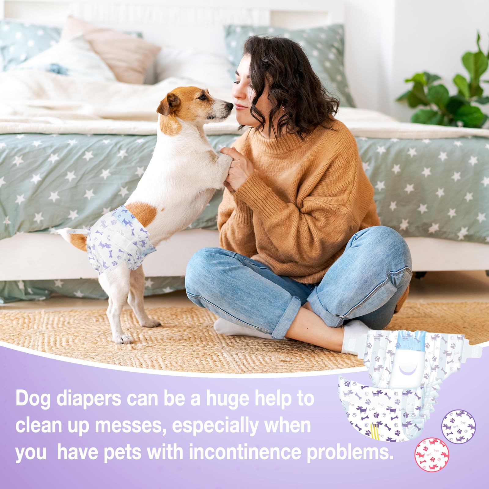 Pet Soft pañales talla S para perros pequeños, ajuste cómodo y seguro.