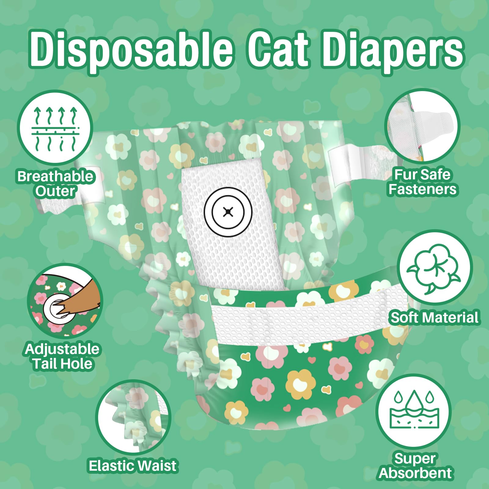 Pet Soft pañales para gatos con núcleo absorbente que retiene la orina