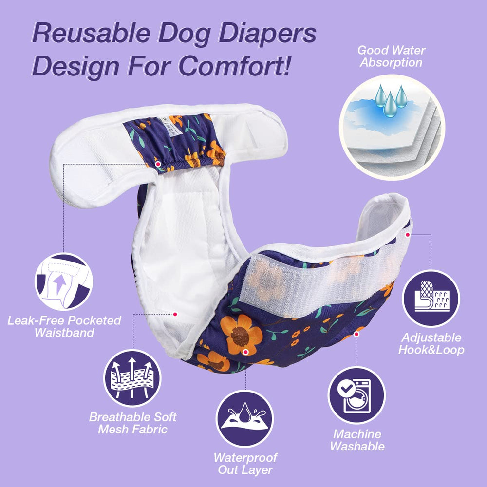 Pet Soft pañales para perra, cintura 19-25 pulgadas, ajuste seguro para paseos