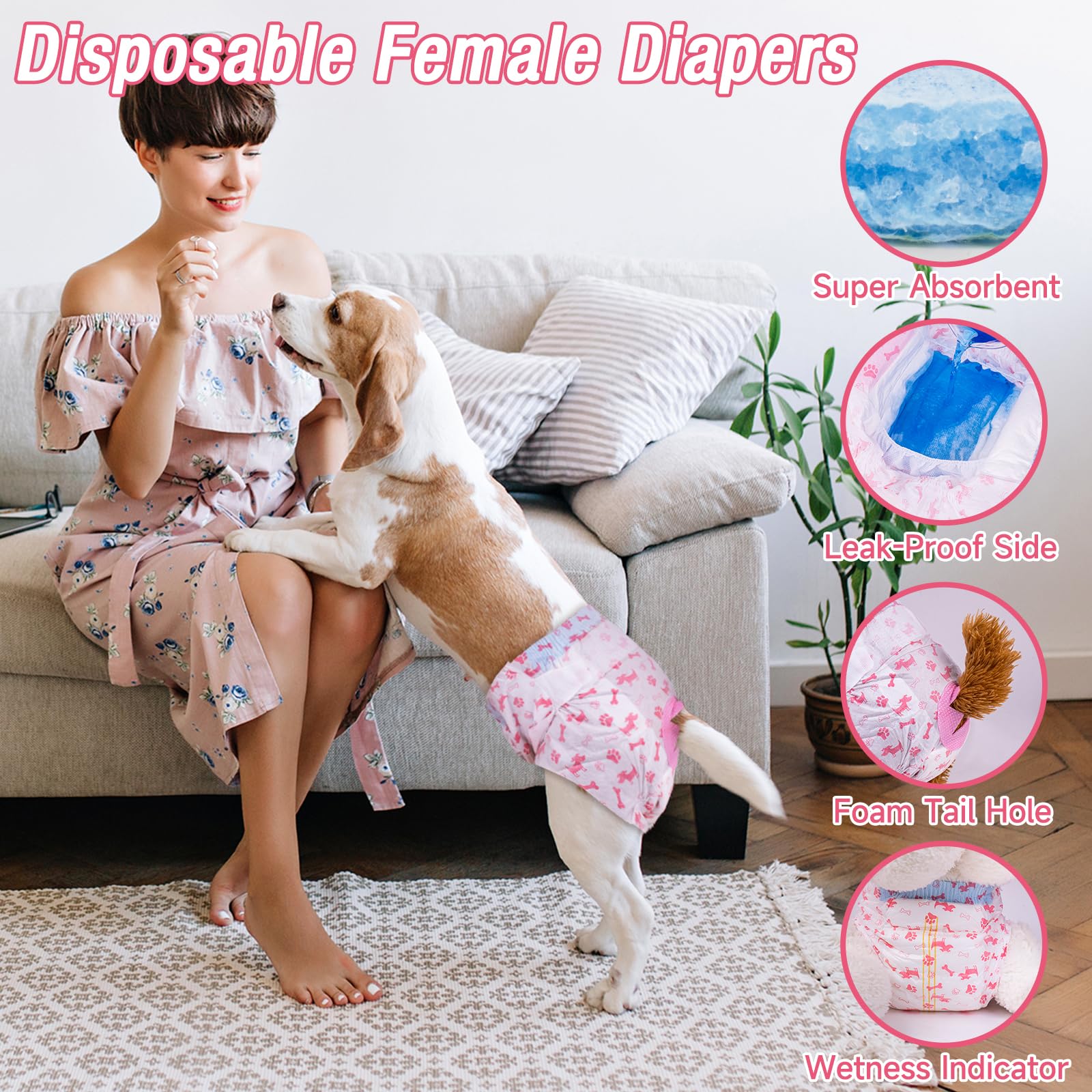 Pañales Pet Soft con agujero de cola ajustable, ajuste cómodo para razas pequeñas