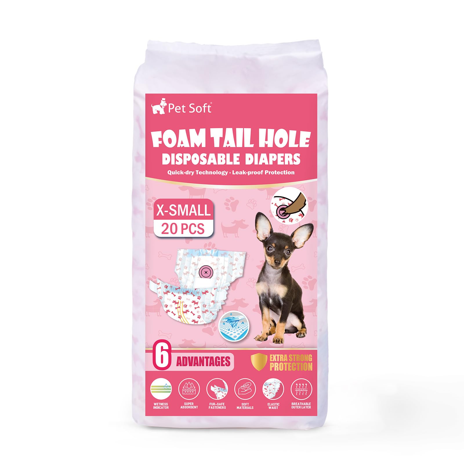 Pañales Pet Soft para hembras, diseño cómodo para perros pequeños