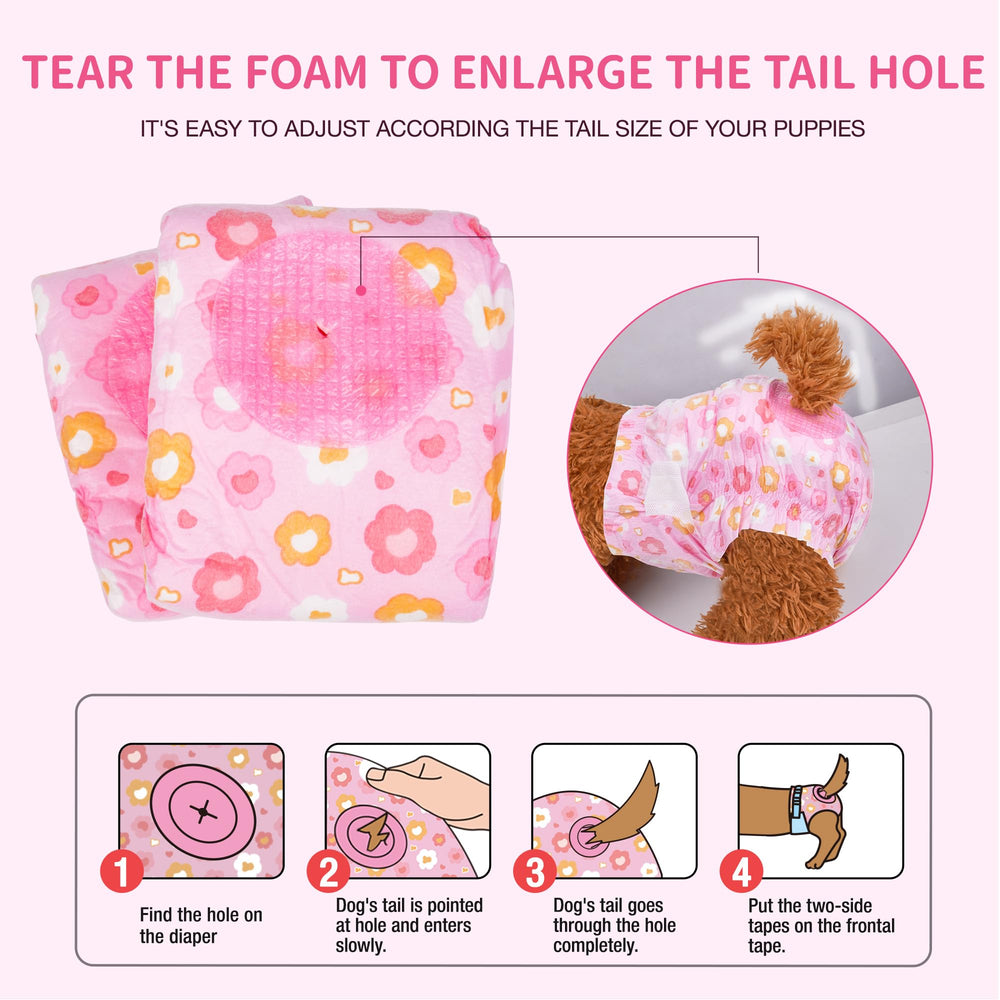 Pet Soft panales para perros hembra, orificio de cola ajustable para ajuste perfecto.